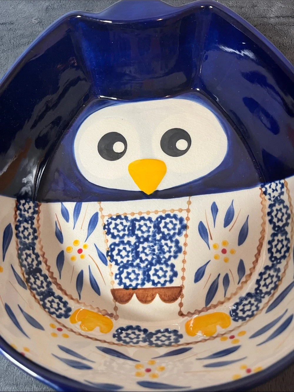 Temp-tations Temptations Old World Blue Owl Ceramic serving dish bowl bakeware